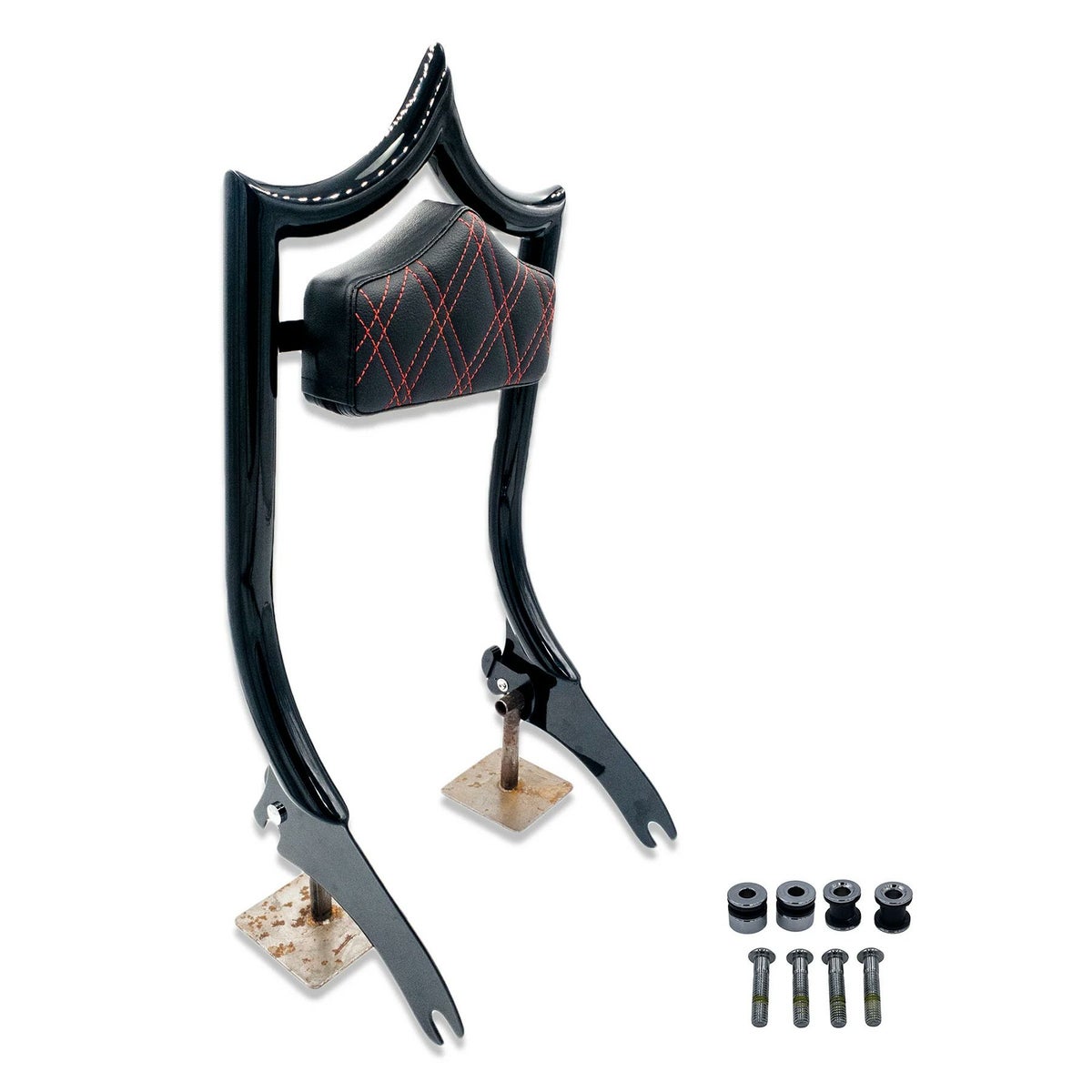 Next Level シート/バックレストセット ダブルダイアモンド (グロスブラック/レッドステッチ)4