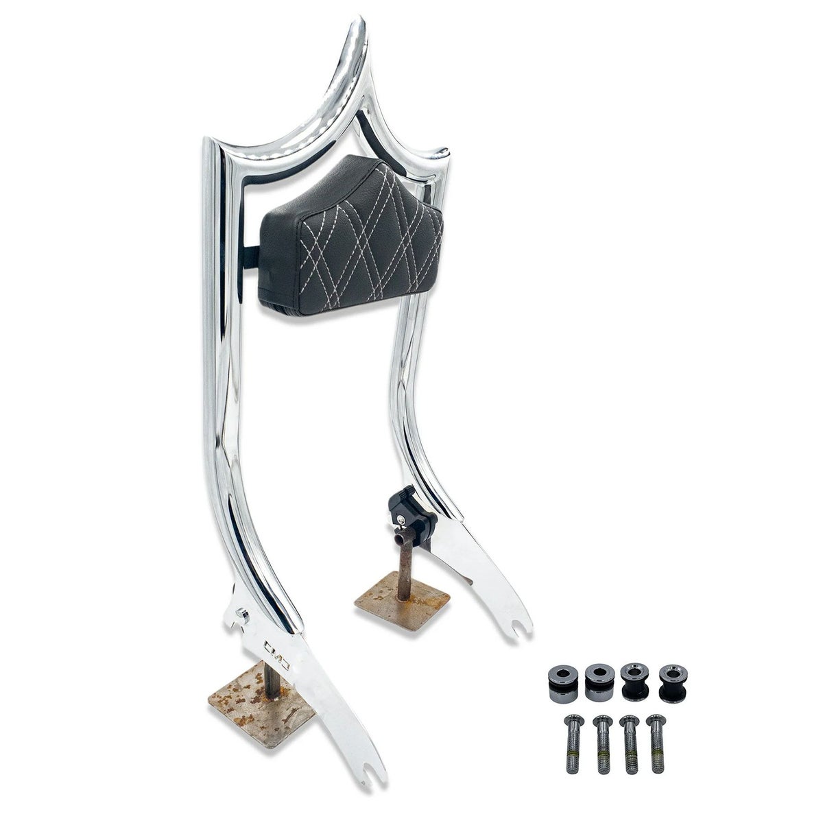 Next Level シート/バックレストセット ダブルダイアモンド (クローム/ホワイトステッチ)4