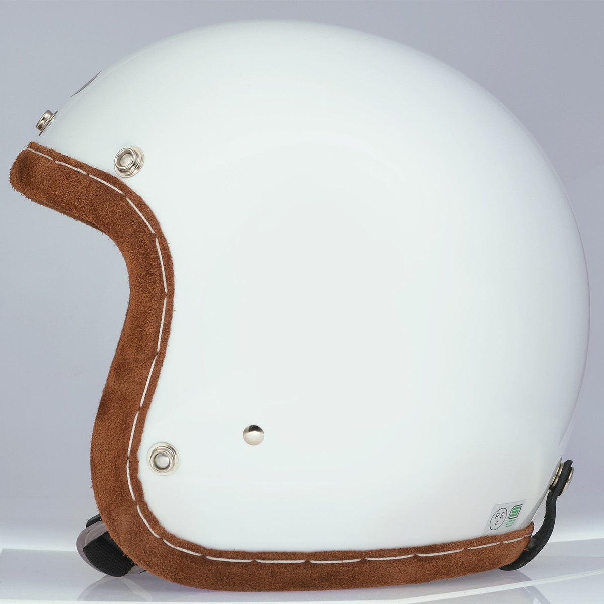 SHM HAND STITCH ジェットヘルメット Lot-112 ホワイト/ブリックトリム 2