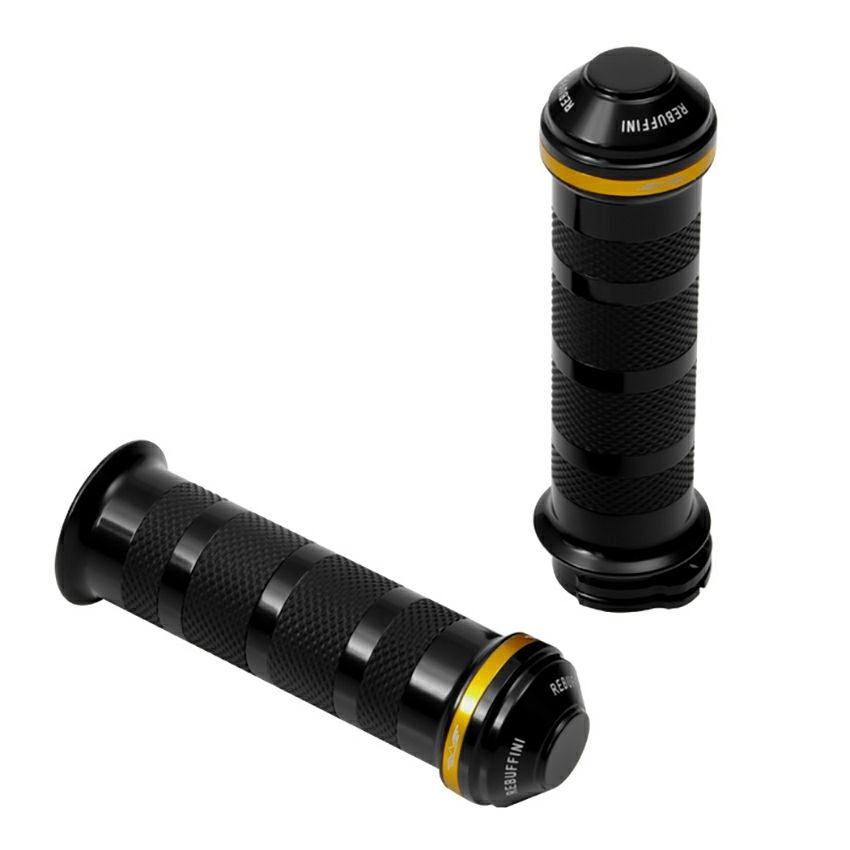 Wheelie ハーレーグリップ (ブラック/ゴールド) ケーブルスロットル1