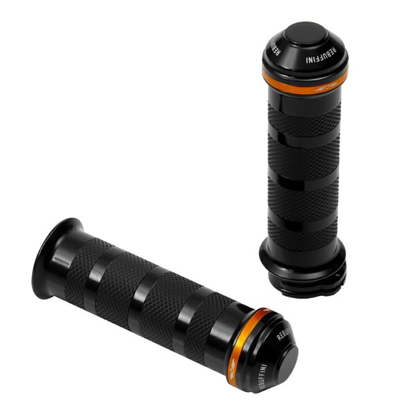 Wheelie ハーレーグリップ (ブラック/オレンジ) ケーブルスロットル用