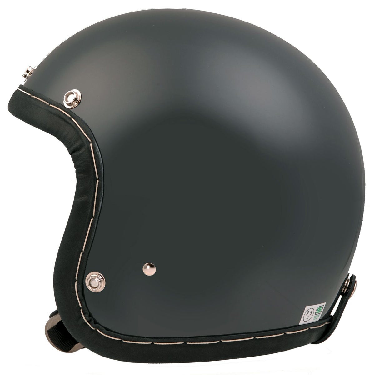 SHM HAND STITCH ジェットヘルメット Lot-113 ガンシップグレー/ブラックレザートリム 2