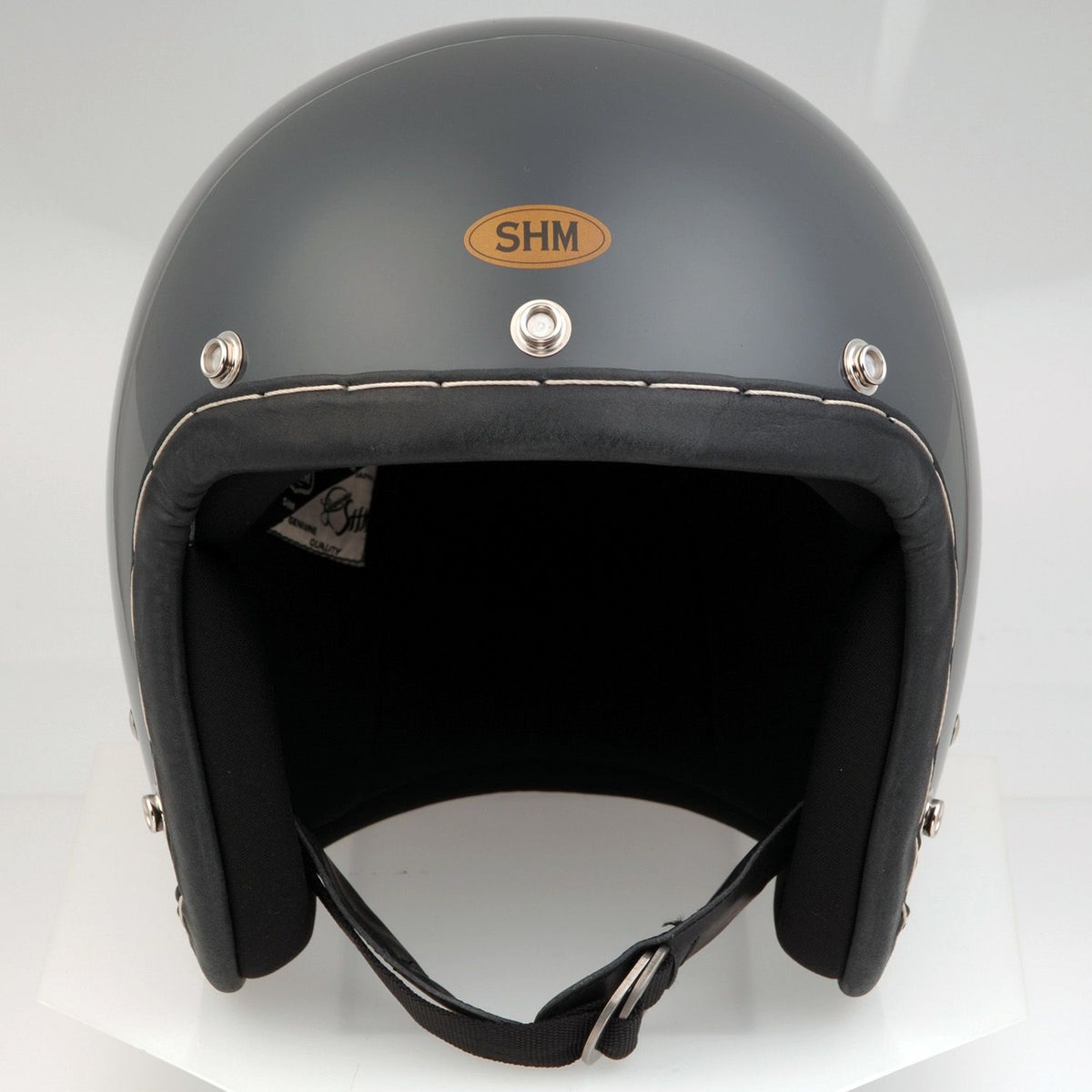 SHM HAND STITCH ジェットヘルメット Lot-113 ガンシップグレー/ブラックレザートリム 3