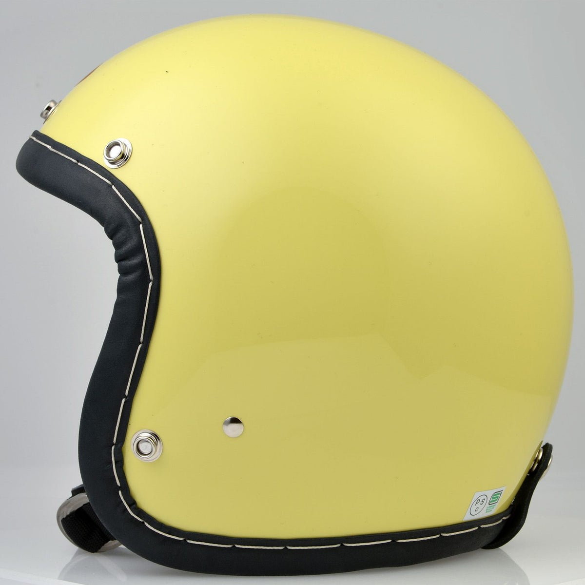 SHM HAND STITCH ジェットヘルメット Lot-113 ゴールドウッドイエロー/ブラックレザートリム 2