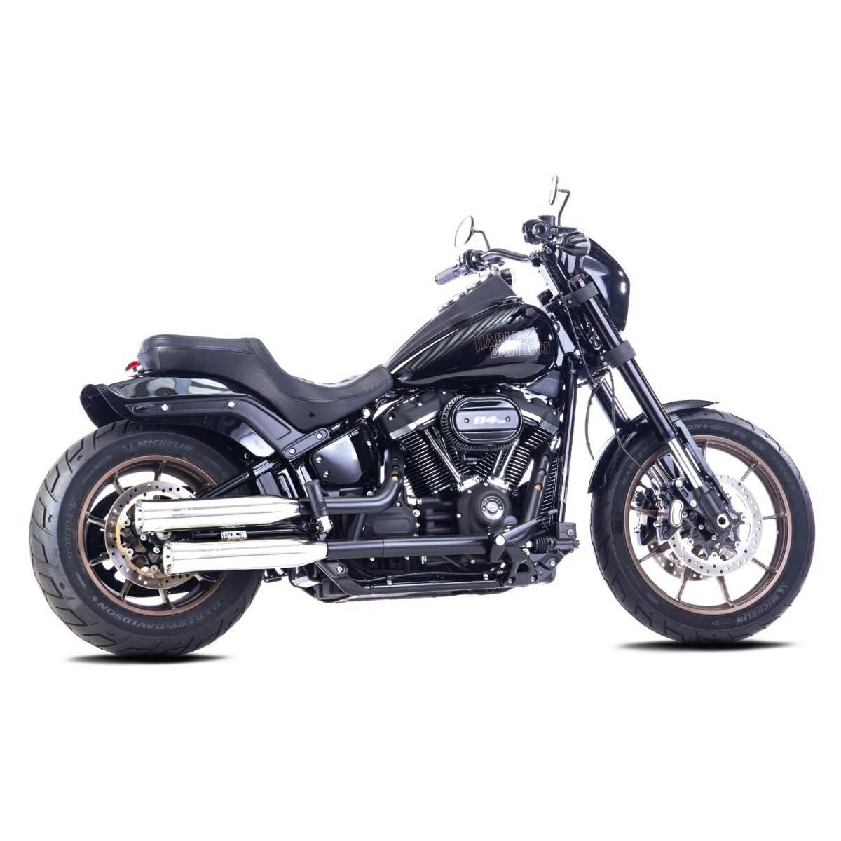 ダブルグルーブ スリップオンマフラー (ポリッシュ) 2021～2024 ソフテイル2