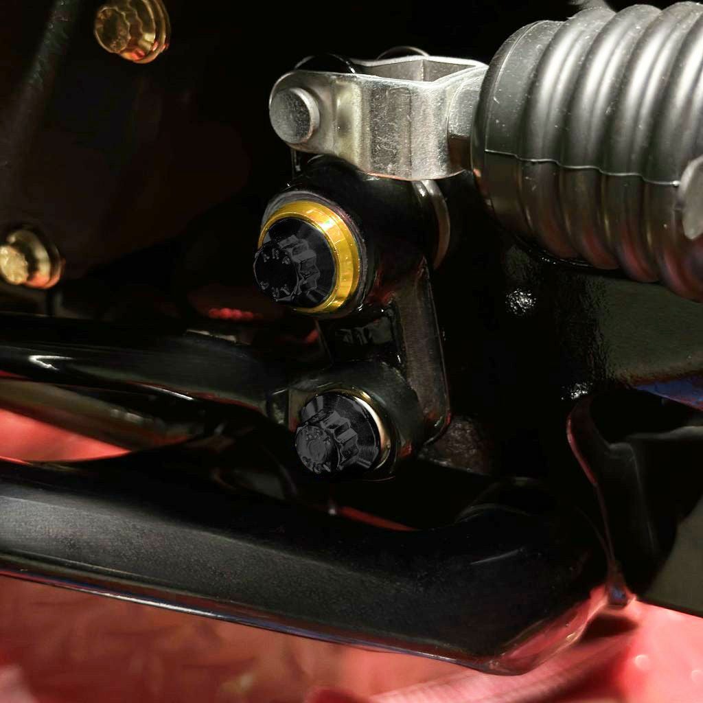 M8ソフテイル リアブレーキリンケージ ARPボルトキット ブラック、ゴールドワッシャー BAMCO MOTORSPORTS (バムコ モータースポーツ)