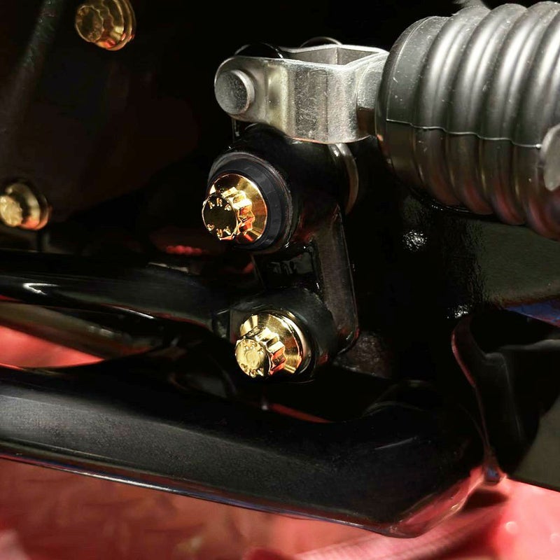 M8ソフテイル リアブレーキリンケージ ARPボルトキット ゴールド、ブラックワッシャー BAMCO MOTORSPORTS (バムコ モータースポーツ)