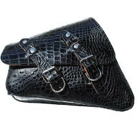La Rosa Design スポーツスター・スイングアームバッグ（本革）　ブラック・アリゲーターエンボス-01