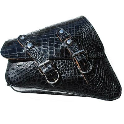 La Rosa Design スポーツスター・スイングアームバッグ（本革）　ブラック・アリゲーターエンボス-01