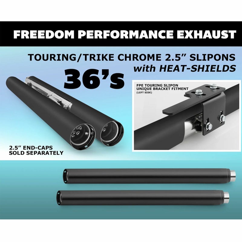 1995～2016 ツーリング 2.5インチ スリップオンマフラー 36インチ ブラック フリーダムパフォーマンス