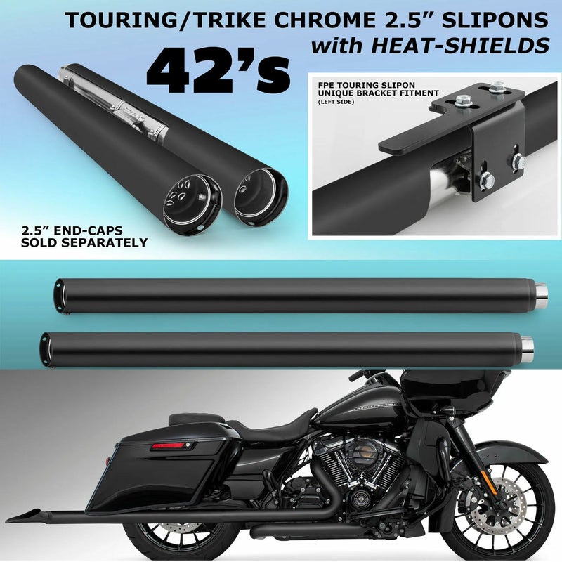 1995～2016 ツーリング 2.5インチ スリップオンマフラー 42インチ ブラック フリーダムパフォーマンス