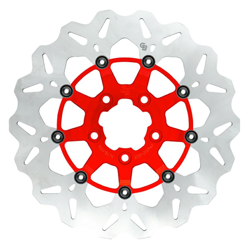 フローティングウェーブ・11.8インチ リアブレーキローター (レッド)