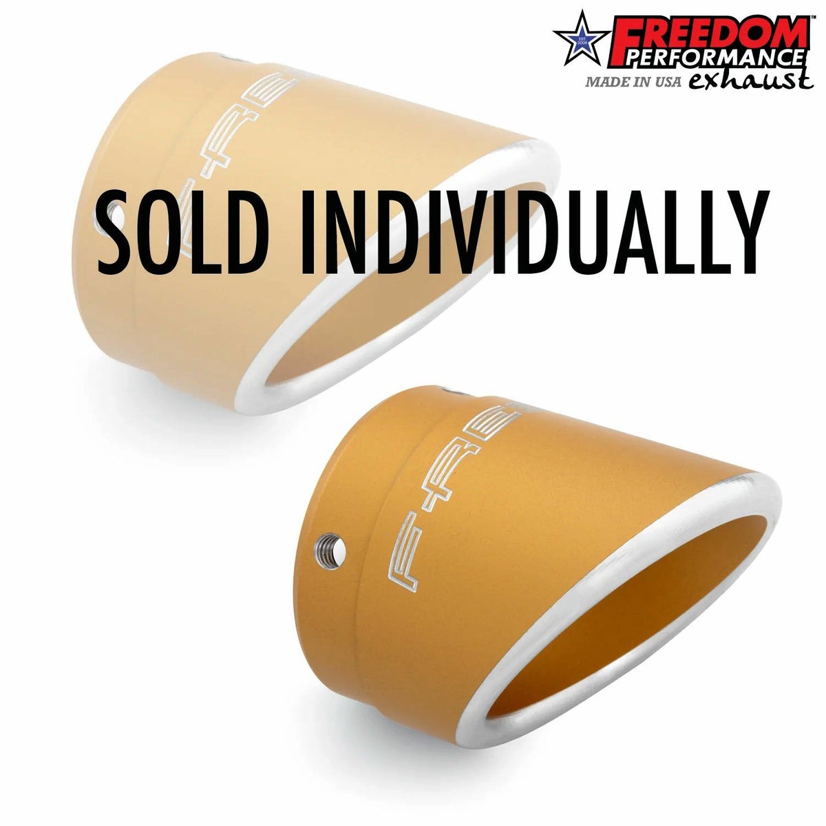 2.5インチ マフラー用 スラッシュカット エンドキャップ スカルプゴールド フリーダムパフォーマンス