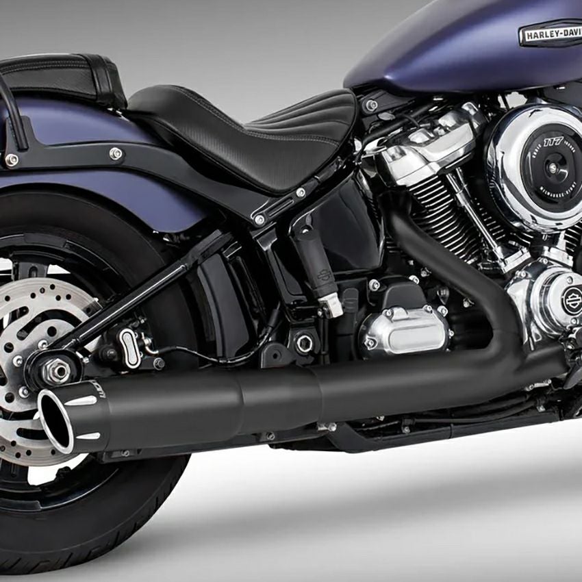 4.5インチ・2ステップ スリップオンマフラー フルーテッド (ブラック/コントラスト)