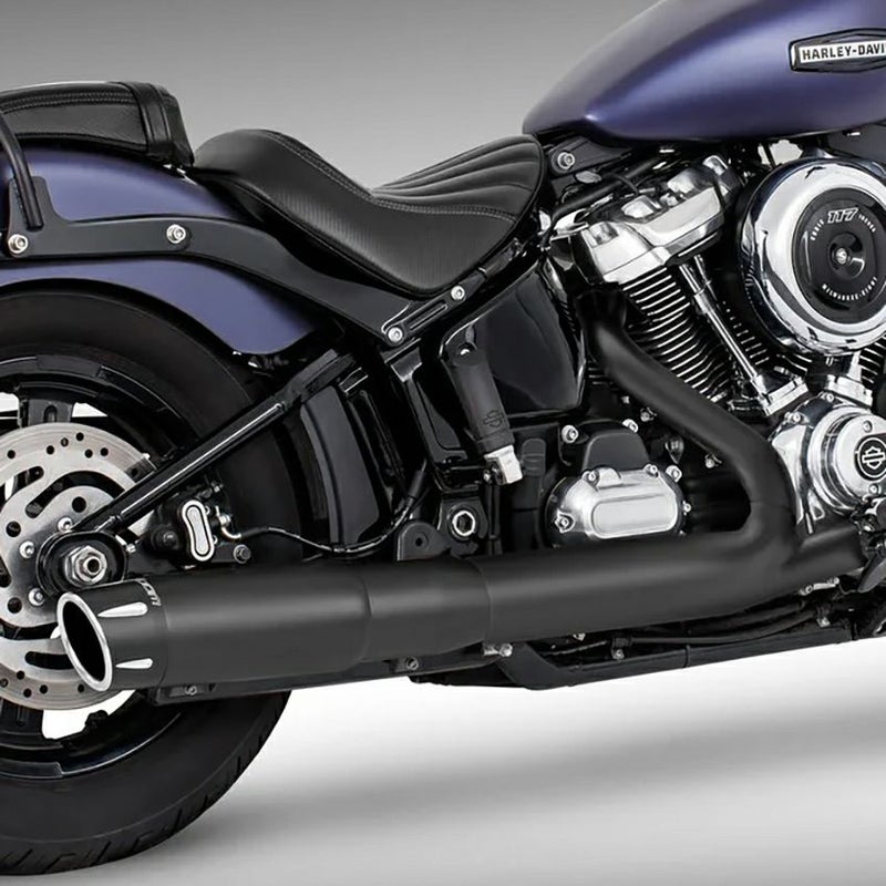 4.5インチ・2ステップ スリップオンマフラー フルーテッド (ブラック/コントラスト)