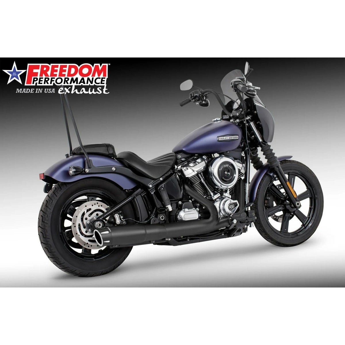 4.5インチ・2ステップ スリップオンマフラー フルーテッド (ブラック/コントラスト)1