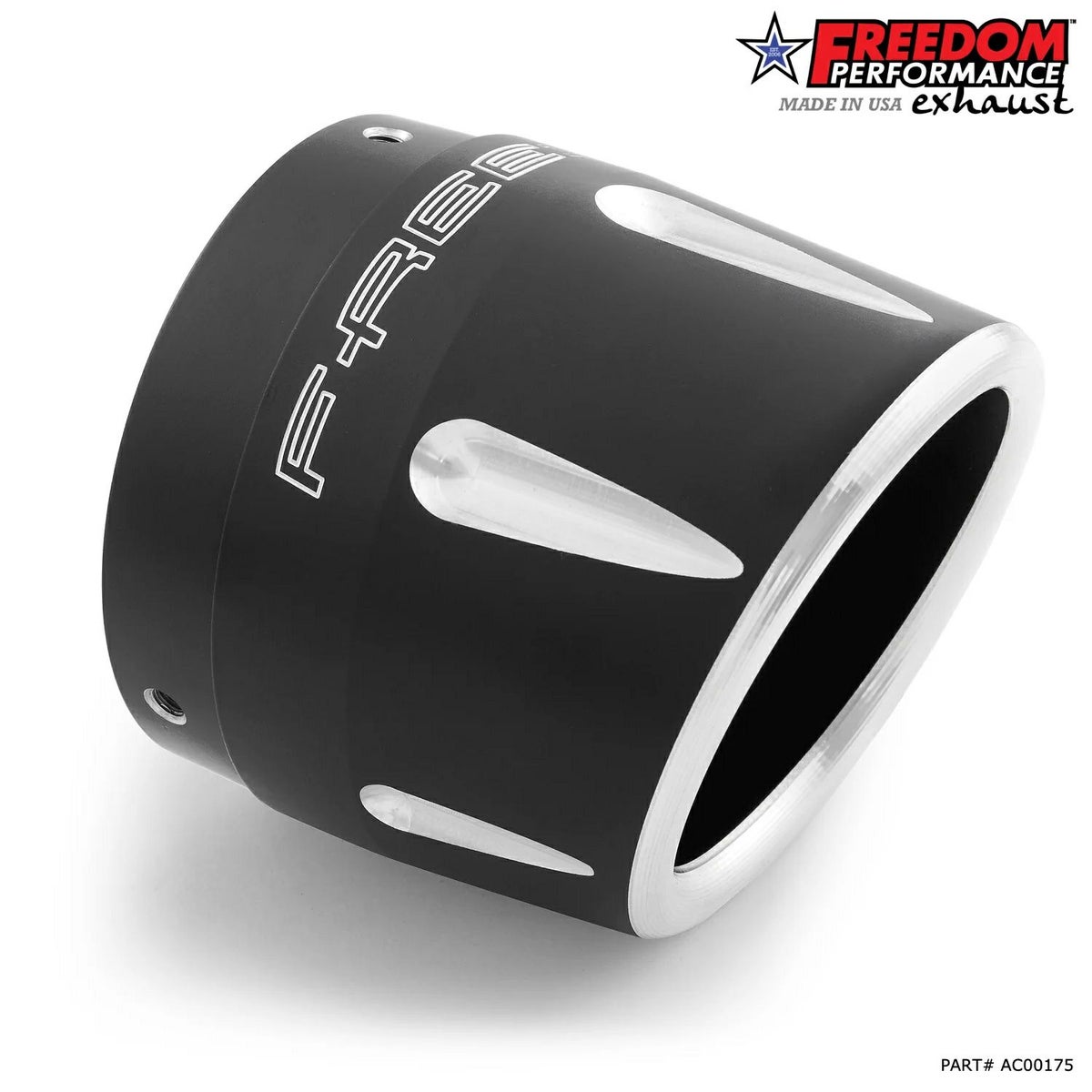 4.5インチ・2ステップ スリップオンマフラー フルーテッド (ブラック/コントラスト)2