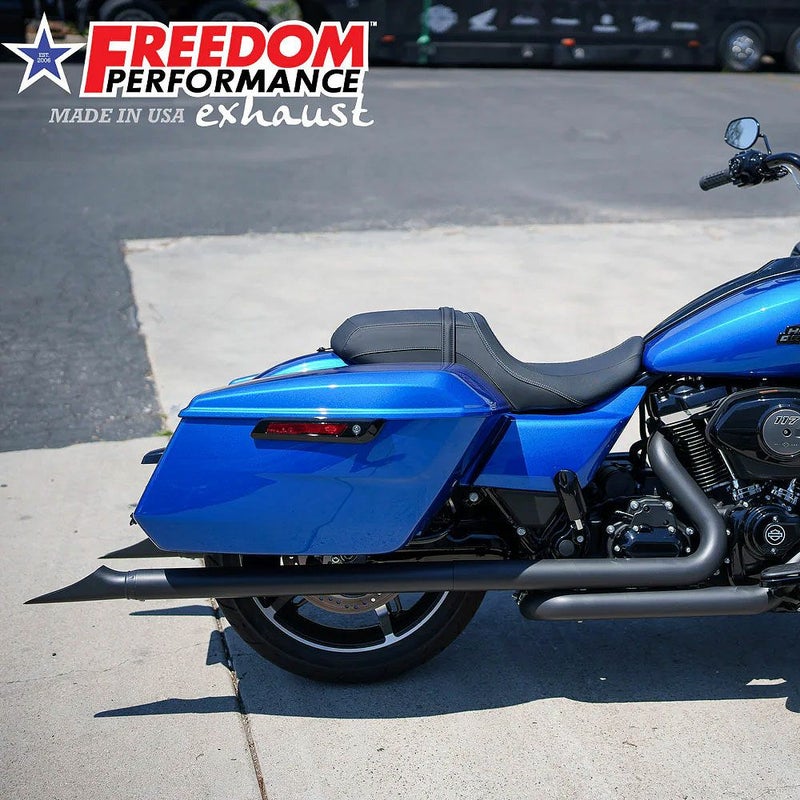 M8 ツーリング 2.5インチ径 トゥルーデュアル フルエキゾーストマフラー 36インチ CREEPER エンドキャップ ブラック フリーダムパフォーマンス