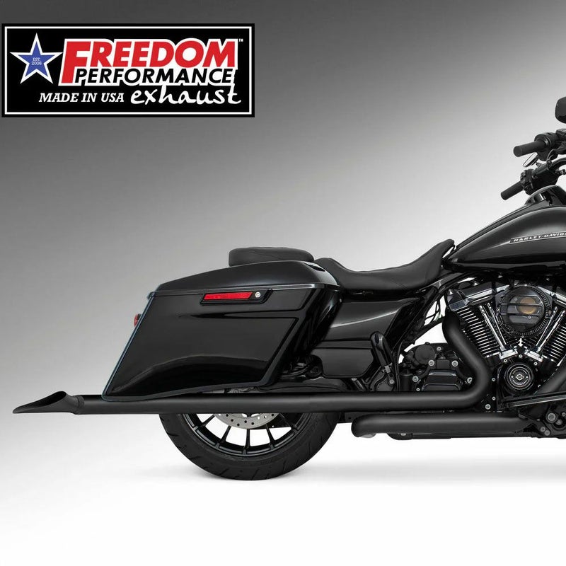 M8 ツーリング 2.5インチ径 トゥルーデュアル フルエキゾーストマフラー 39インチ CREEPER エンドキャップ ブラック フリーダムパフォーマンス