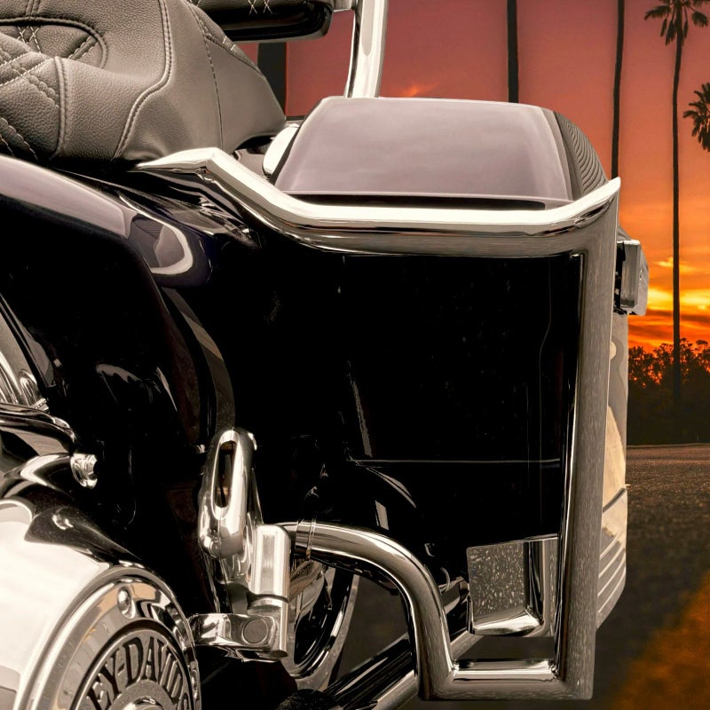 サドルバッグガード 4インチマフラー対応 (クローム)