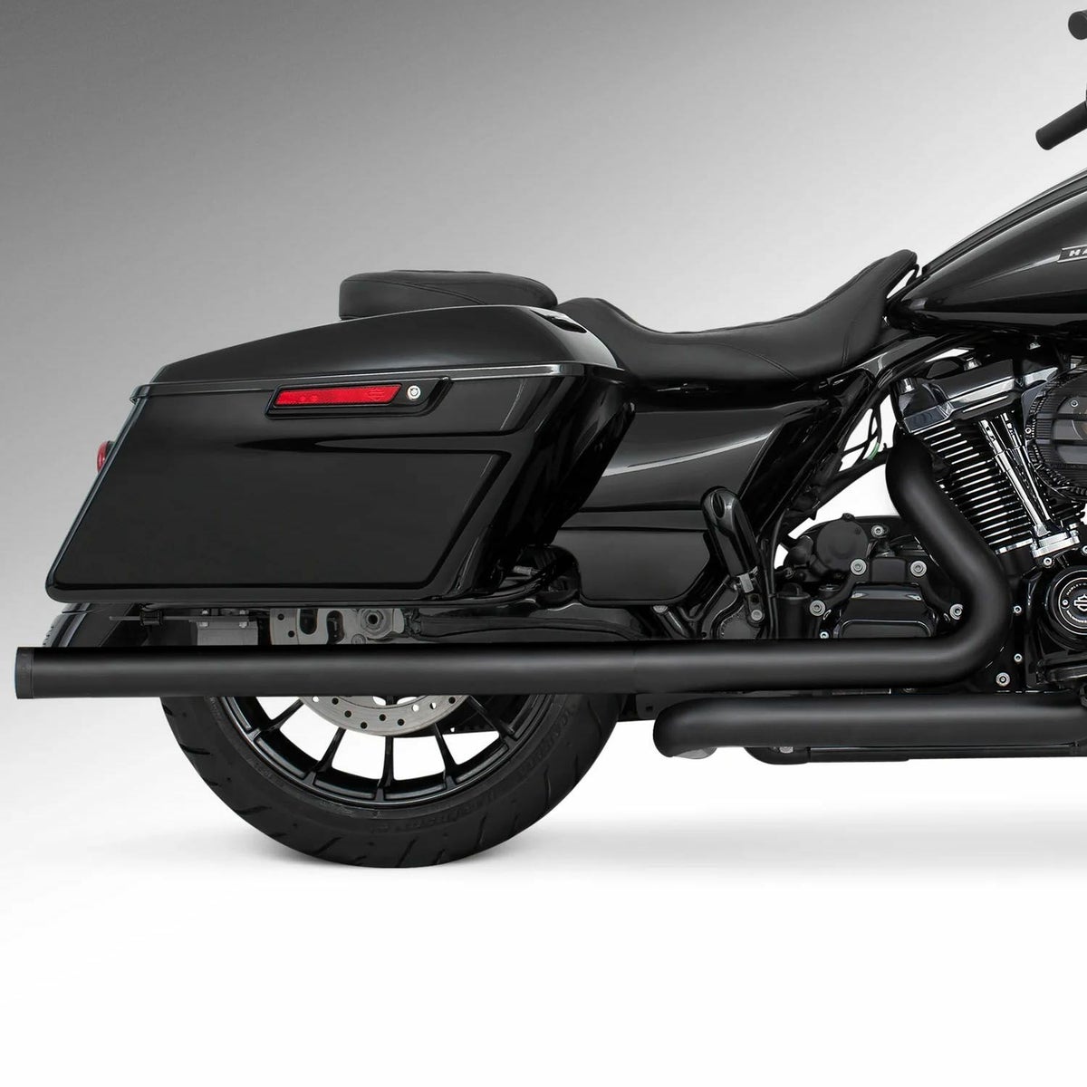 M8 ツーリング 2.5インチ径 トゥルーデュアル フルエキゾーストマフラー 36インチ ストレートエンドキャップ ブラック/ブラック フリーダムパフォーマンス