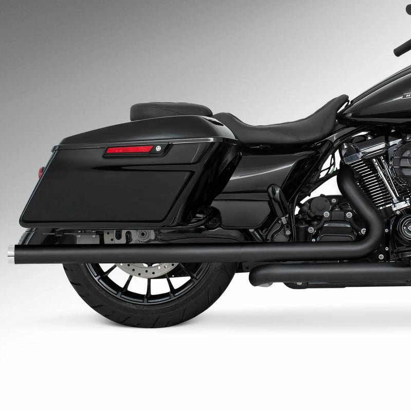 M8 ツーリング 2.5インチ径 トゥルーデュアル フルエキゾーストマフラー 36インチ ストレートエンドキャップ ブラック/クローム フリーダムパフォーマンス