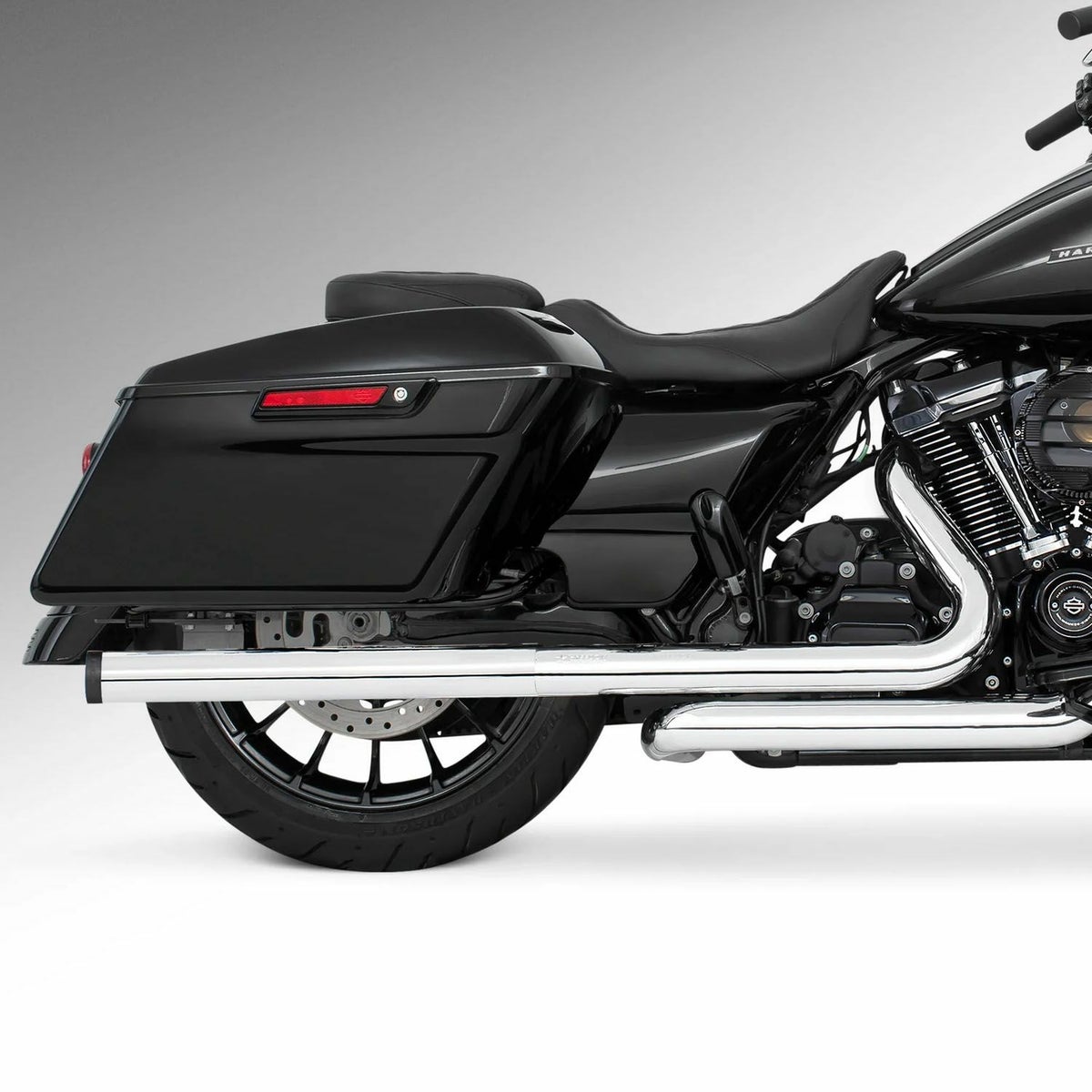 M8 ツーリング 2.5インチ径 トゥルーデュアル フルエキゾーストマフラー 33インチ ストレートエンドキャップ クローム/ブラック フリーダムパフォーマンス