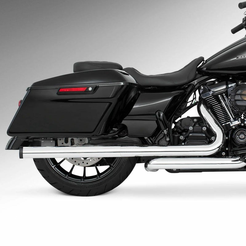 M8 ツーリング 2.5インチ径 トゥルーデュアル フルエキゾーストマフラー 33インチ ストレートエンドキャップ クローム/ブラック フリーダムパフォーマンス