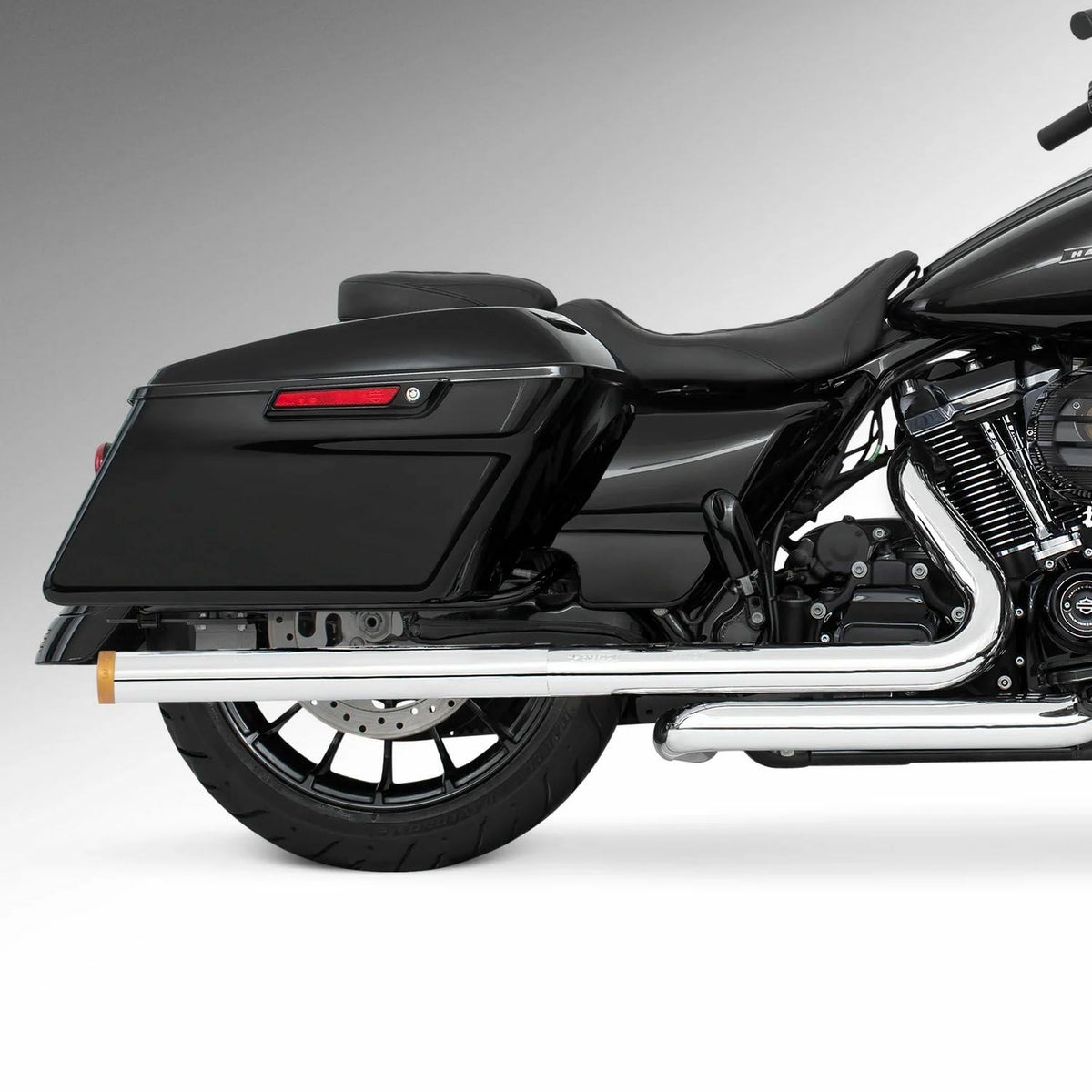 M8 ツーリング 2.5インチ径 トゥルーデュアル フルエキゾーストマフラー 33インチ ストレートエンドキャップ クローム/ゴールド フリーダムパフォーマンス