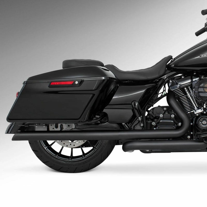 M8 ツーリング 2.5インチ径 トゥルーデュアル フルエキゾーストマフラー 33インチ スラッシュカットエンドキャップ ブラック/ブラック フリーダムパフォーマンス