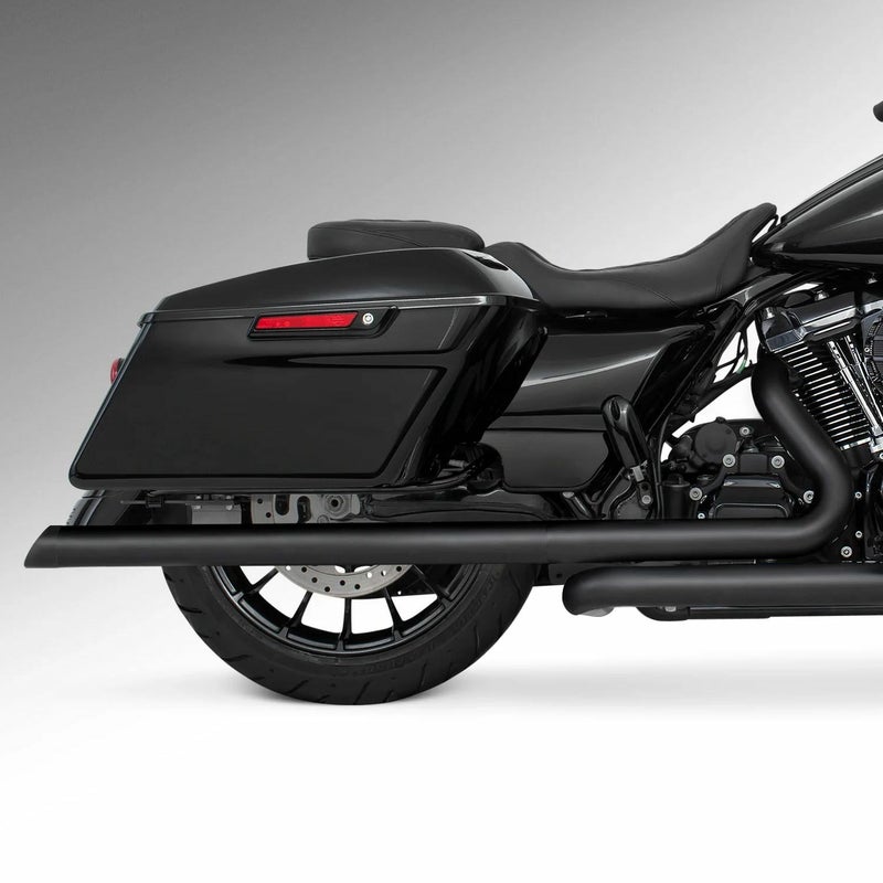 M8 ツーリング 2.5インチ径 トゥルーデュアル フルエキゾーストマフラー 36インチ スラッシュカットエンドキャップ ブラック/ブラック フリーダムパフォーマンス