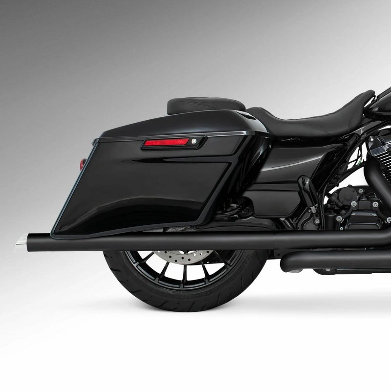 M8 ツーリング 2.5インチ径 トゥルーデュアル フルエキゾーストマフラー 39インチ スラッシュカットエンドキャップ ブラック/クローム フリーダムパフォーマンス