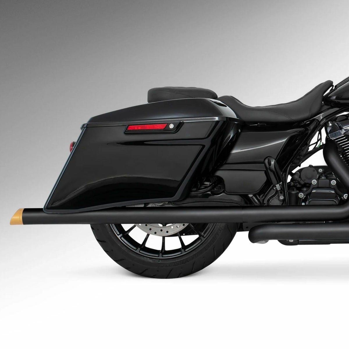 M8 ツーリング 2.5インチ径 トゥルーデュアル フルエキゾーストマフラー 39インチ スラッシュカットエンドキャップ ブラック/ゴールド フリーダムパフォーマンス