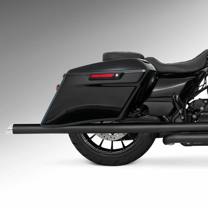 M8 ツーリング 2.5インチ径 トゥルーデュアル フルエキゾーストマフラー 42インチ スラッシュカットエンドキャップ ブラック/クローム フリーダムパフォーマンス