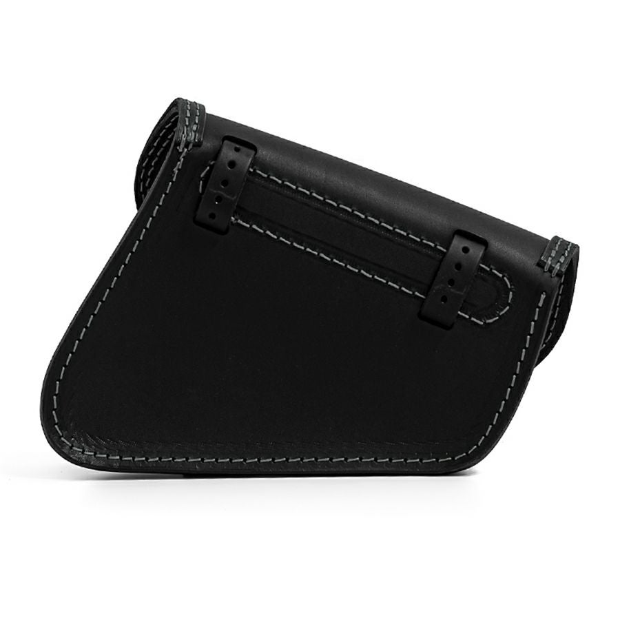 Mambo レザーサドルバッグ 4L 左用 (ブラック/グレーステッチ)3