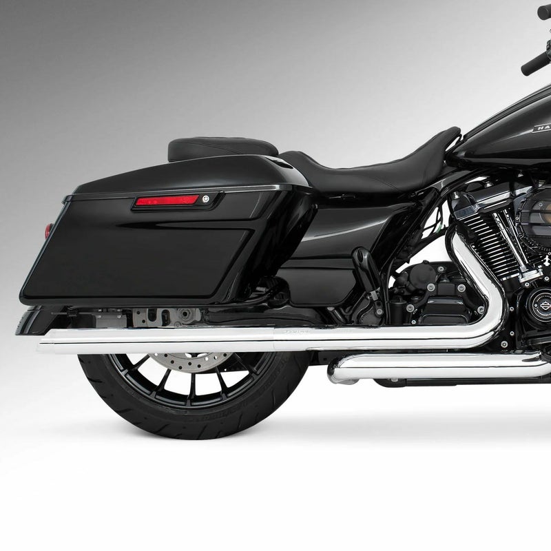 M8 ツーリング 2.5インチ径 トゥルーデュアル フルエキゾーストマフラー 33インチ スラッシュカットエンドキャップ クローム/クローム フリーダムパフォーマンス