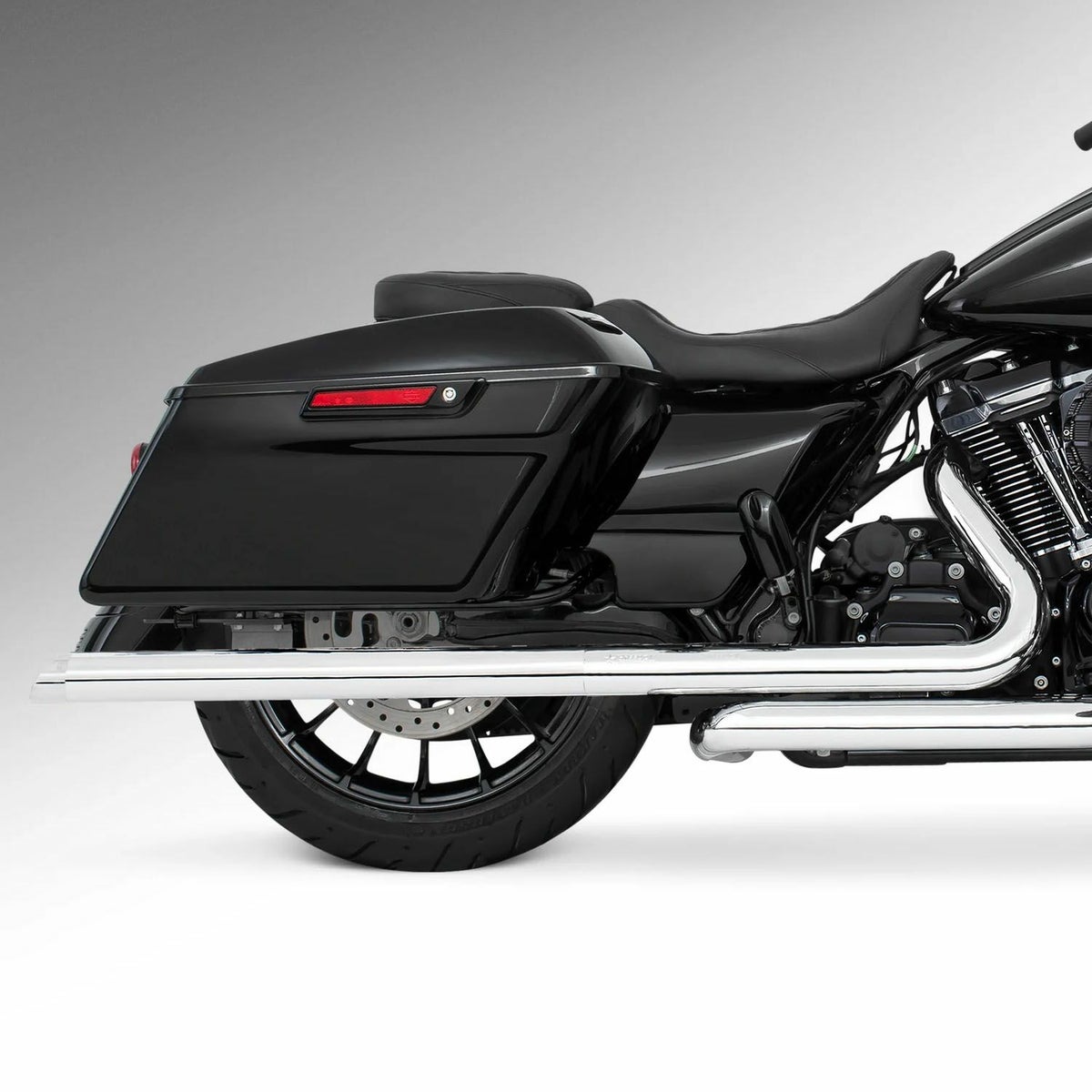 M8 ツーリング 2.5インチ径 トゥルーデュアル フルエキゾーストマフラー 36インチ スラッシュカットエンドキャップ クローム/クローム フリーダムパフォーマンス