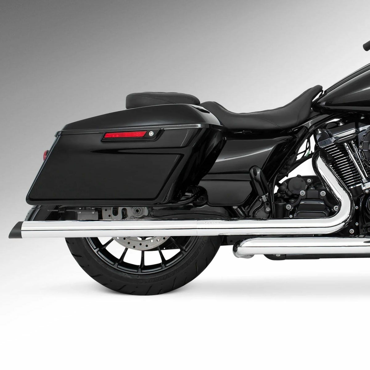 M8 ツーリング 2.5インチ径 トゥルーデュアル フルエキゾーストマフラー 36インチ スラッシュカットエンドキャップ クローム/ブラック フリーダムパフォーマンス