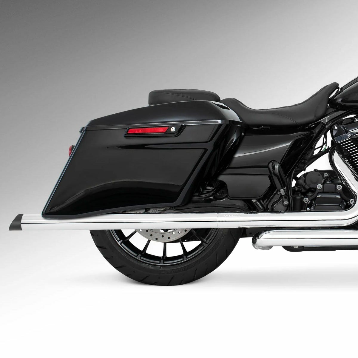 M8 ツーリング 2.5インチ径 トゥルーデュアル フルエキゾーストマフラー 39インチ スラッシュカットエンドキャップ クローム/ブラック フリーダムパフォーマンス