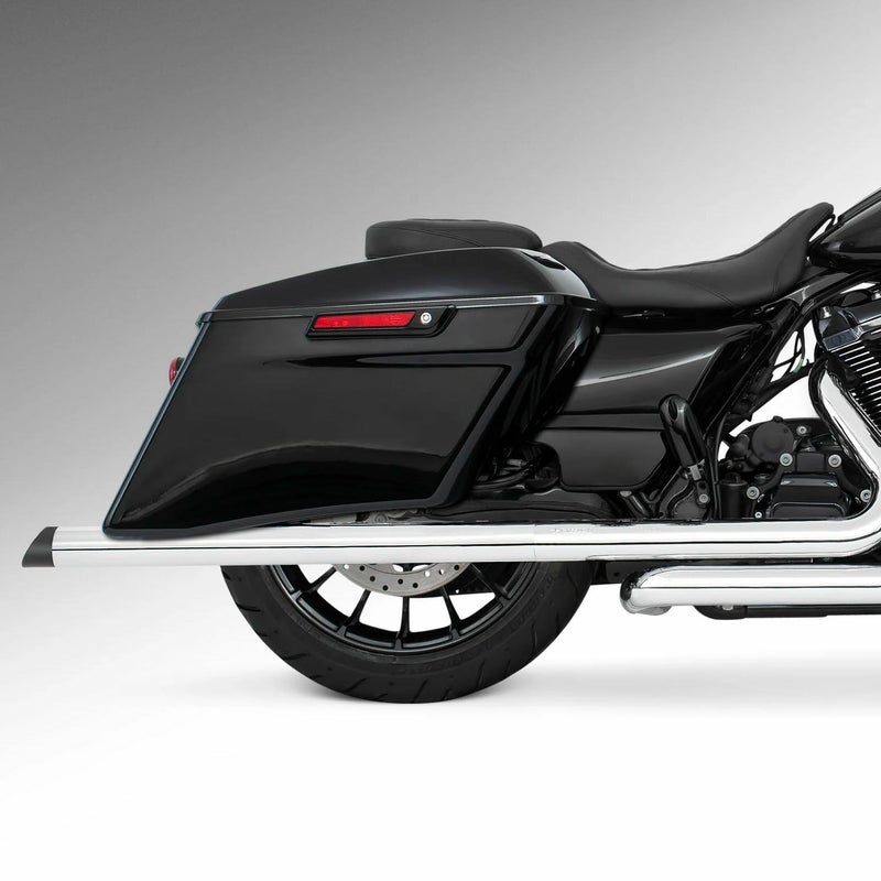 M8 ツーリング 2.5インチ径 トゥルーデュアル フルエキゾーストマフラー 39インチ スラッシュカットエンドキャップ クローム/ブラック フリーダムパフォーマンス