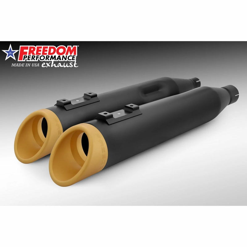 M8 ツーリング スラッシュ RAPTOR スリップオンマフラー 4.5インチ ブラック/ゴールド フリーダムパフォーマンス