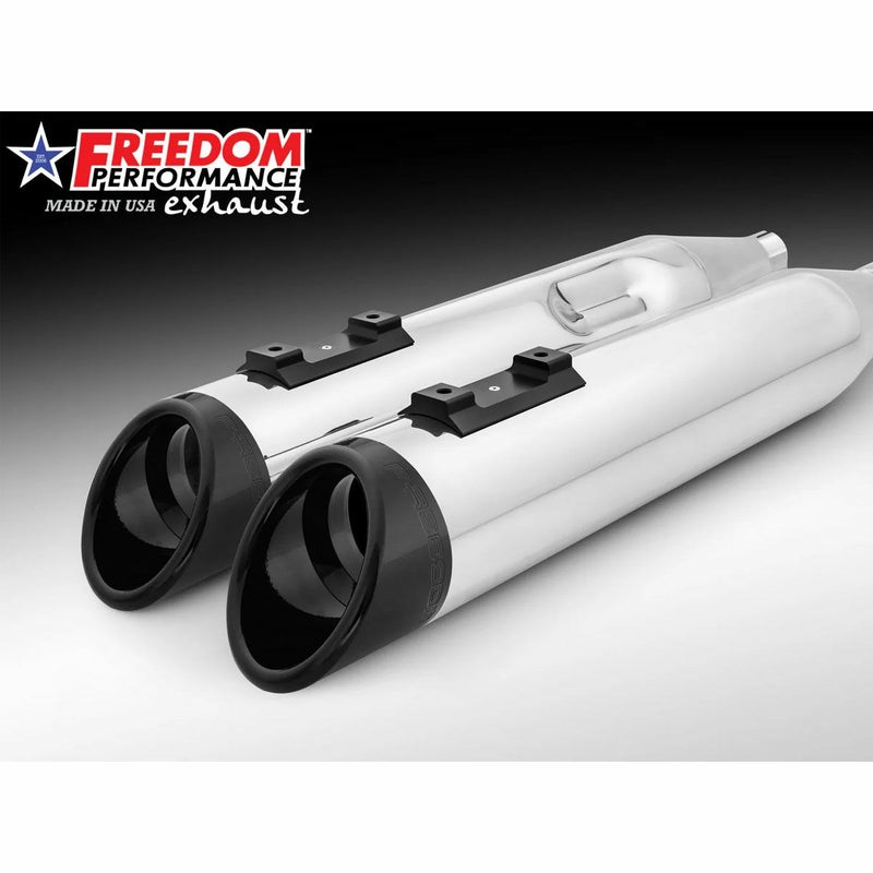 1995～2016 ツーリング スラッシュ RAPTOR スリップオンマフラー 4.5インチ クローム/グロスブラック フリーダムパフォーマンス