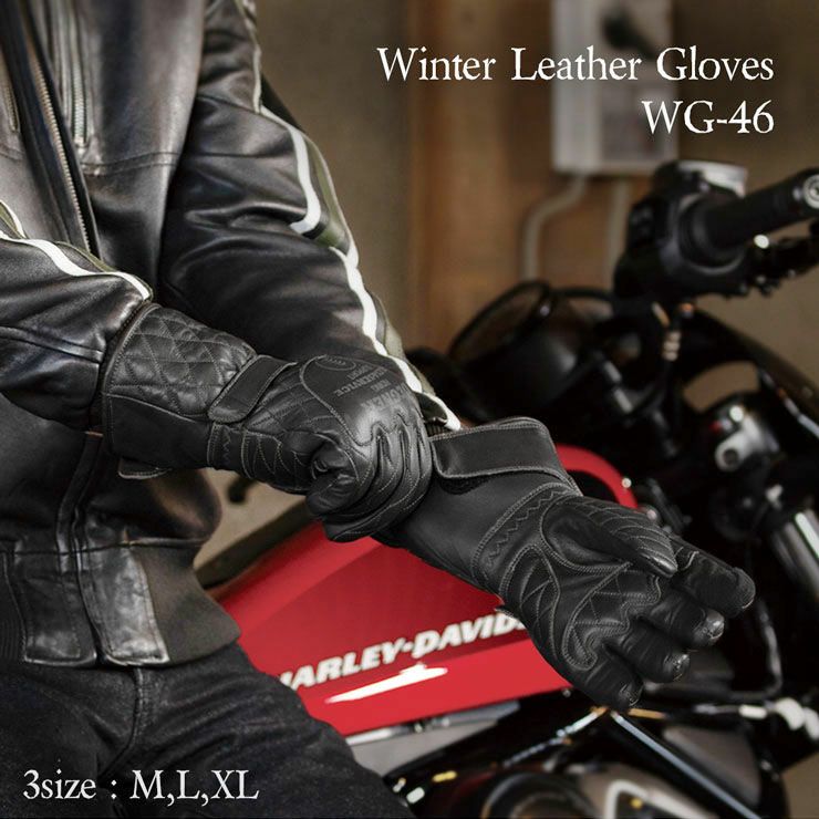 DEGNER デグナー ウインター レザー ガントレットグローブ ブラック