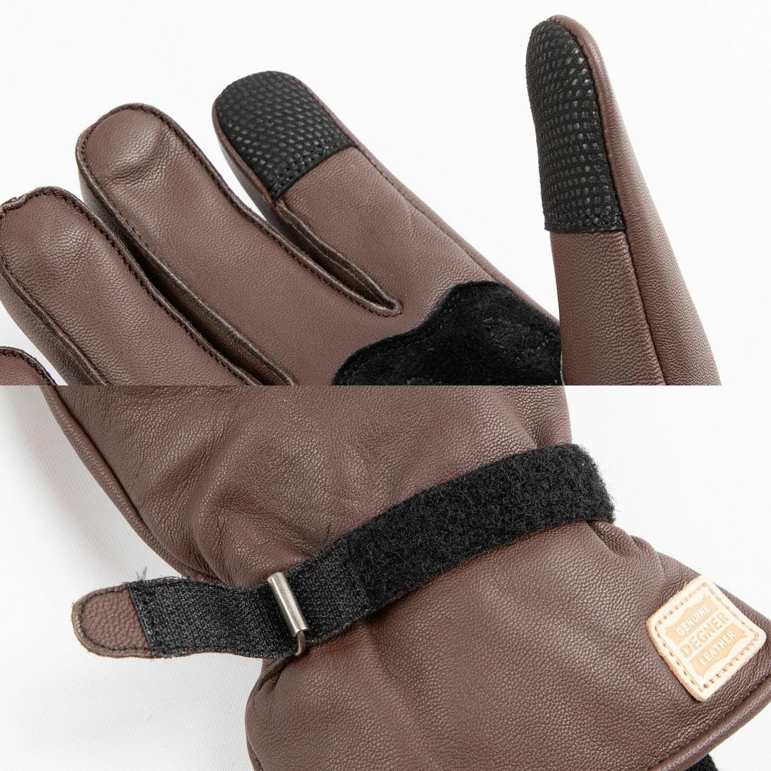 DEGNER デグナー ウインター レザー リブグローブ ブラウン 3