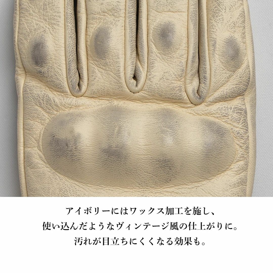 DEGNER デグナー ウインター レザー リブグローブ アイボリー 5