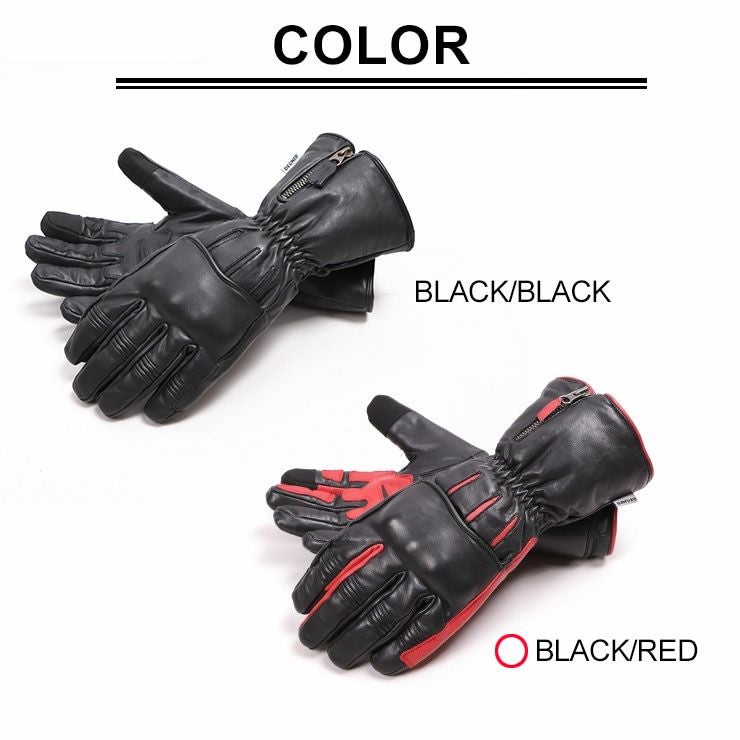 DEGNER デグナー ウインター レザー ガントレットグローブ ブラック/レッド 2