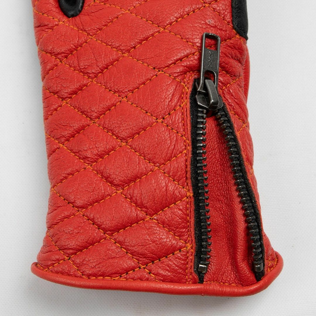 DEGNER デグナー レディース ダイアモンドステッチ レザーグローブ オレンジ 6