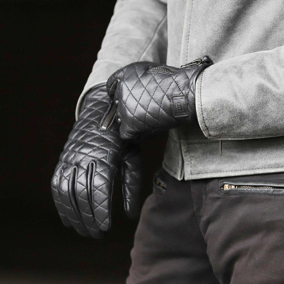 DEGNER デグナー ダイアモンドステッチ レザーグローブ ブラック