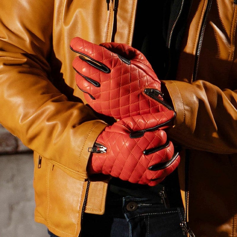 DEGNER デグナー ダイアモンドステッチ レザーグローブ オレンジ