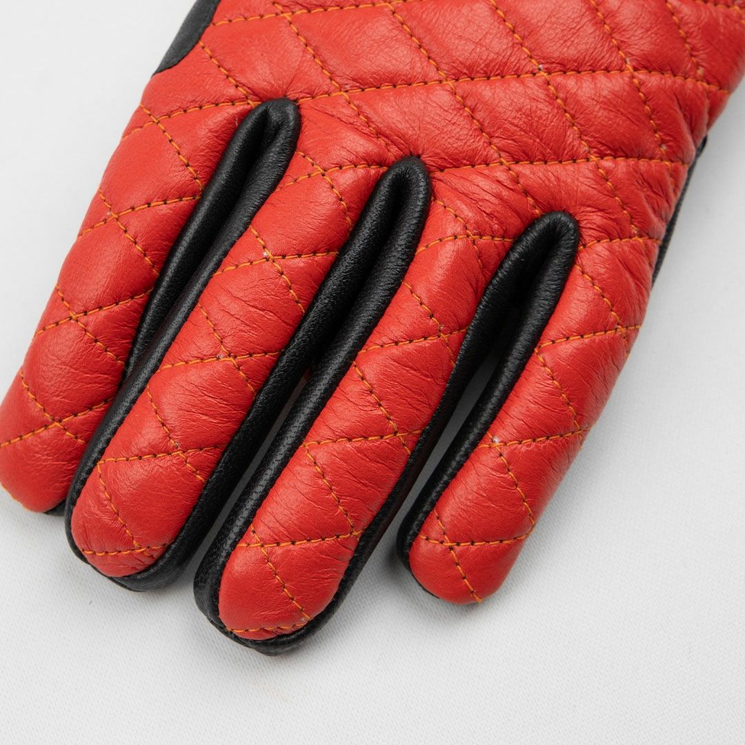 DEGNER デグナー ダイアモンドステッチ レザーグローブ オレンジ 2